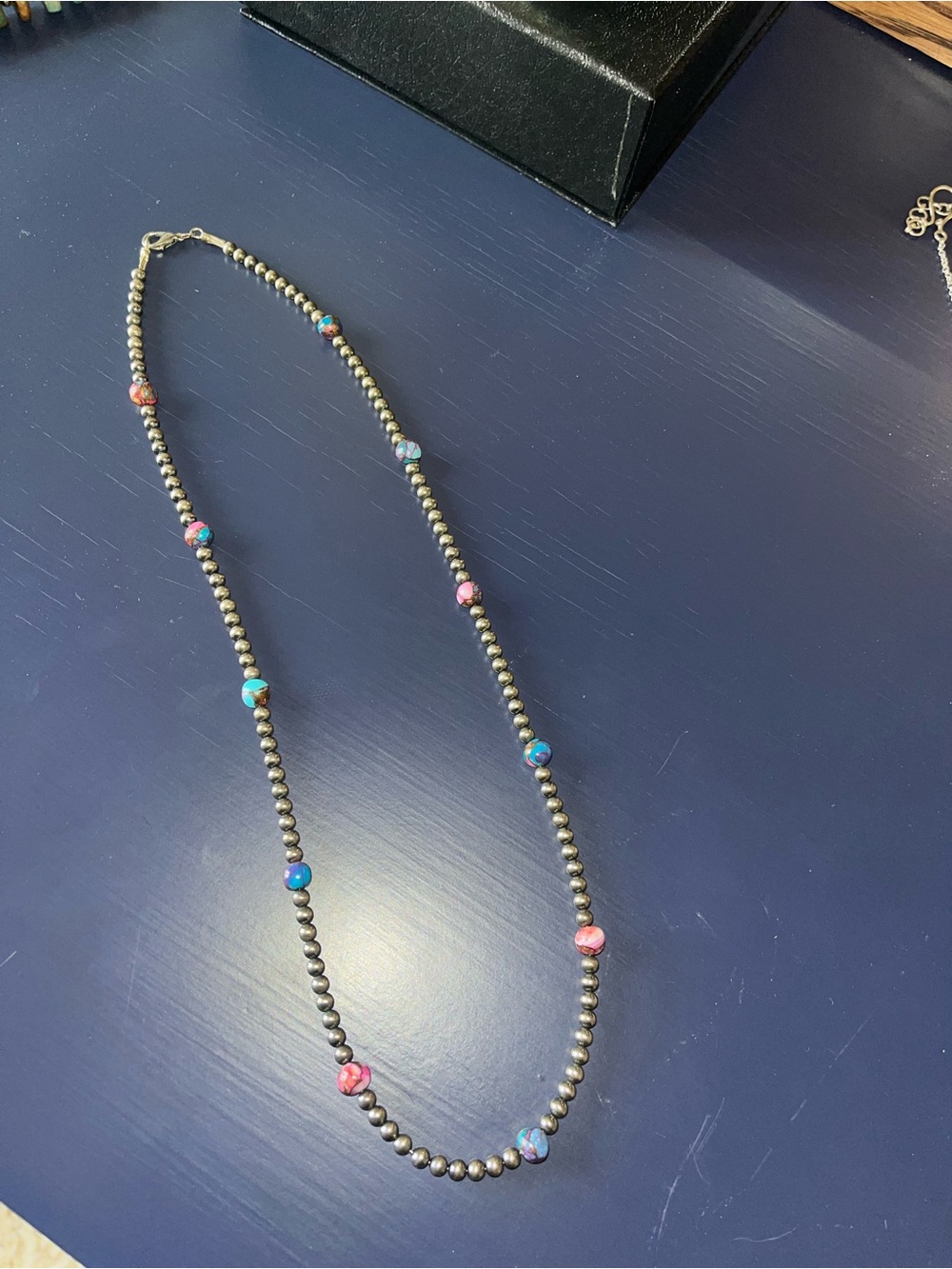 Pink Dahlia and 4mm pearl necklace
